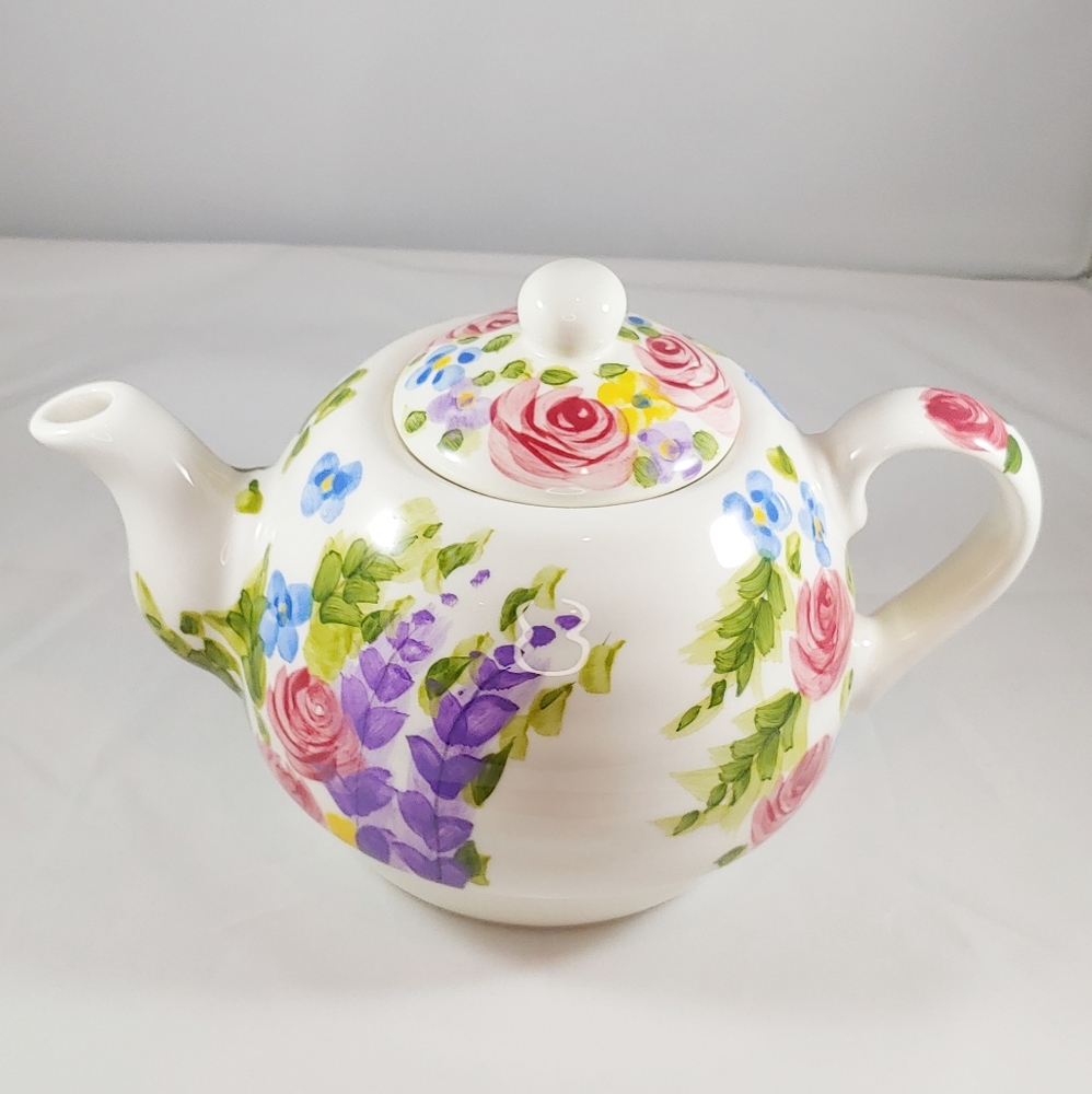 Hand Painted Decorative Porcelain Floral Teapot